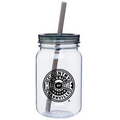 22 Oz. Mason Jar with Lid & Straw